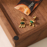 Malachite & Moonstone Gold Drop Earrings - Auratract